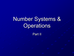 Number Systems, Operations, and Codes