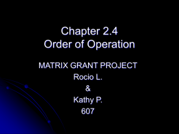 Chapter 2.4 Order of Operation