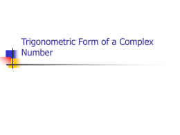 Trigonometric Form of a Complex Number