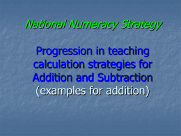National Numeracy Strategy Progression in teaching