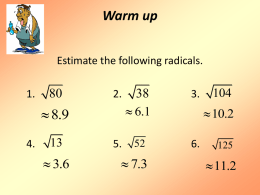Lesson 11.2 Simplifying Radicals