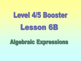 Lesson 6. Algebraic Expressions