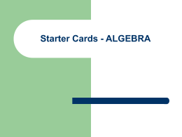 Starter Cards - ALGEBRA