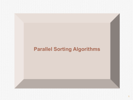 Lecture 7 - Parallel Sorting Algorithms