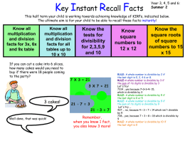 Know all multiplication and division facts for 3x, 6x and 9x table