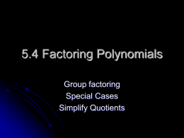 5.4 Factoring Polynomials