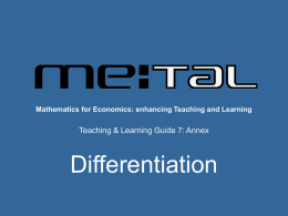 Annex - METAL - Mathematics for Economics