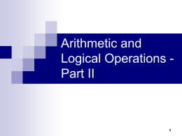 Arithmetic & Logic Part 2