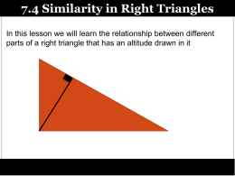 Lesson 7.4 Similarity in Right Triangles