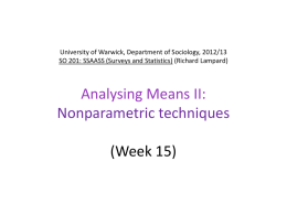 University of Warwick, Department of Sociology, 2012/13 SO 201