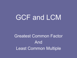 GCF and LCM