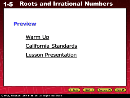 1-5 Roots and Irrational Numbers