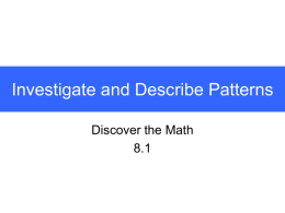 Investigate and Describe Patterns