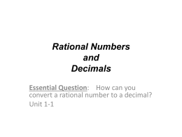 Rational Numbers and Decimals