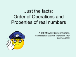 Just the facts: Order of Operations and