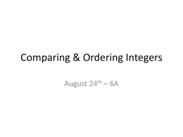 Comparing and Ordering Integers Powerpoint