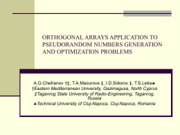 orthogonal arrays application to pseudorandom numbers generation