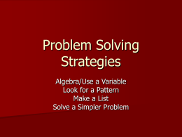 Problem Solving Strategies