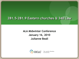 281.5-281.9 Eastern churches & 340 Law
