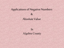 Applications of Negative Numbers & Absolute Value