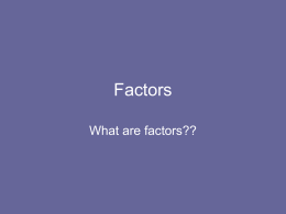 Factors, Primes And Squares