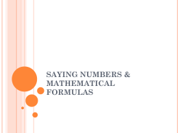 saying numbers & mathematical formulas