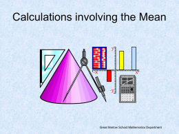 Calculations involving the Mean