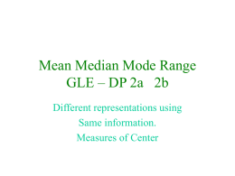 Mean Median Mode Range GLE – DP 2a 2b - Windsor C