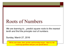 Roots of Numbers - Solon City Schools