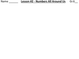 Lesson #2 - Numbers All Around Us