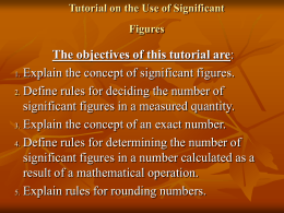Tutorial on the Use of Significant Figures