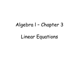 Algebra l – Chapter 3
