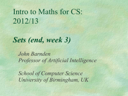 Sets - Computer Science - University of Birmingham