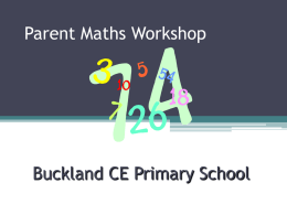 Maths parent workshop, 2015 - Buckland CofE Primary School