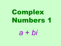 Complex Numbers 1