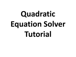 Quadratic Equation Solver Tutorial