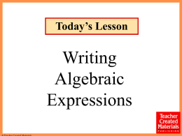 algebraic expression - Bibb County Schools