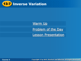 13-7 Inverse Variation