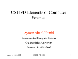 Lecture 16 - ODU Computer Science
