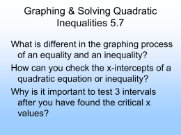 Graphing & Solving Quadratic Inequalities