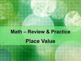 Place Value Review and Background