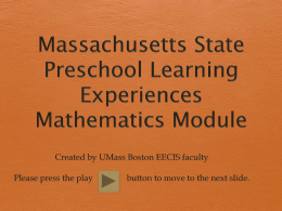 Preschool Learning Experiences Mathematics Module