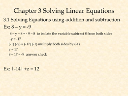 Chapter 3 Solving Linear Equations