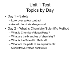 Unit 1 Test Topics by Day