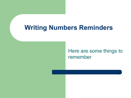 Writing Numbers - School District 67