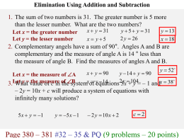 Ch 7-3 Solving Systems Elimination Adding