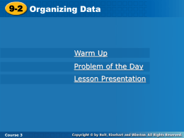 9-2 Organizing Data