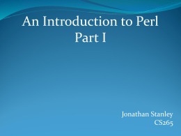 An Introduction to Perl – Part I