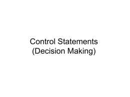Control Statements (Decision Making)