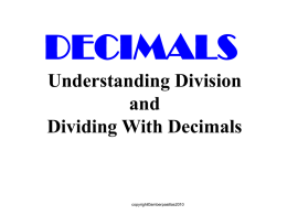 Dividing With Decimals